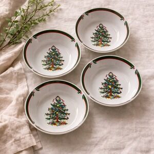 Set of 4 Pacific Rim Christmas Tree Dessert Salad Bowls Porcelain